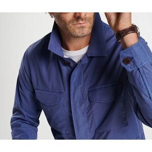 PETER MILLAR Lightweight Jacket Mens XXL Blue Button Up Summer Safari Chore Coat